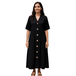 Black buton front Dress